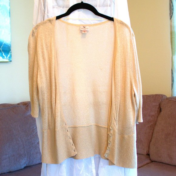 Worthington | Champagne Cardigan | Quartered Sleeve Sweater - Picture 1 of 6